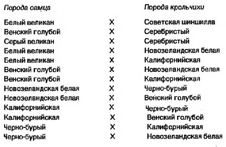 какие породы можно скрещивать. таблица скрещивания пород кроликов. скрещивание кроликов разных пород для мяса таблица. какие породы можно скрещивать. таблица спаривания кроликов разных пород.
