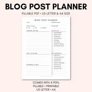 Blog Post Planner Blogging Planner Blog Post Checklist 1 - изображение.