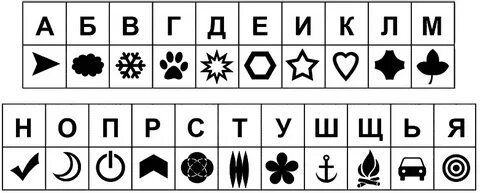 Буквы зашифрованы символами