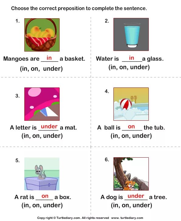 Choose suitable prepositions