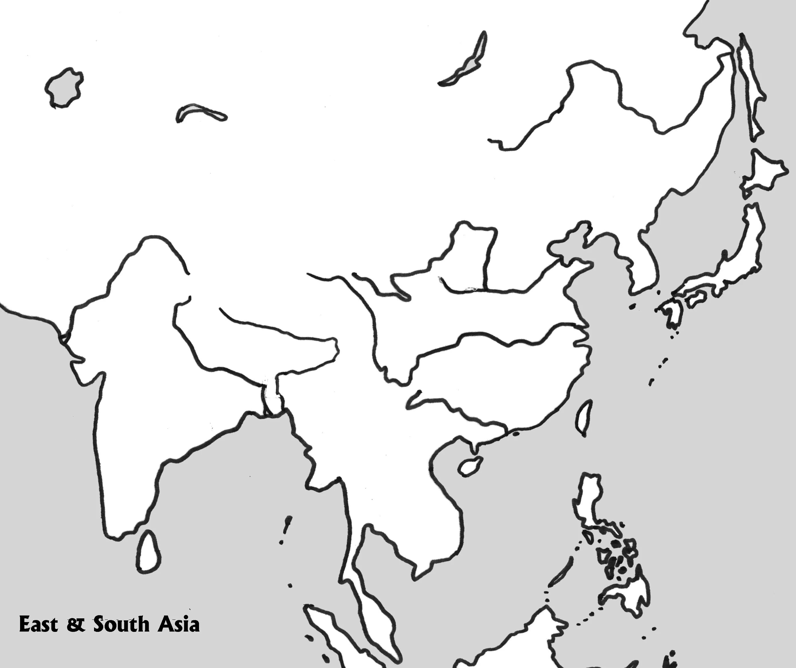 Контурная карта восточной азии. Карта Восточной Азии белая. Карта зарубежной Азии чб. Карта Азии со странами пустая.