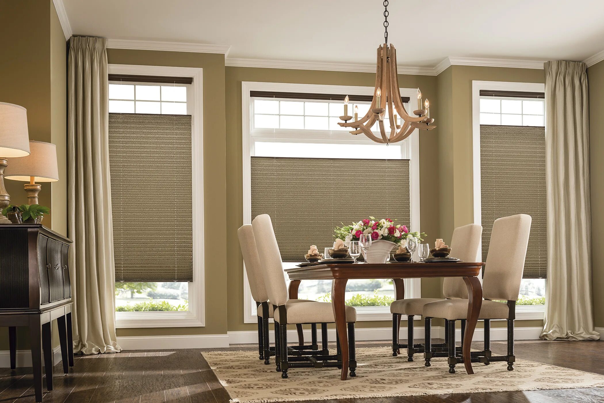 Window feature. Drapes shades. 2shades. outfits with shutter shades. pleating on windows.