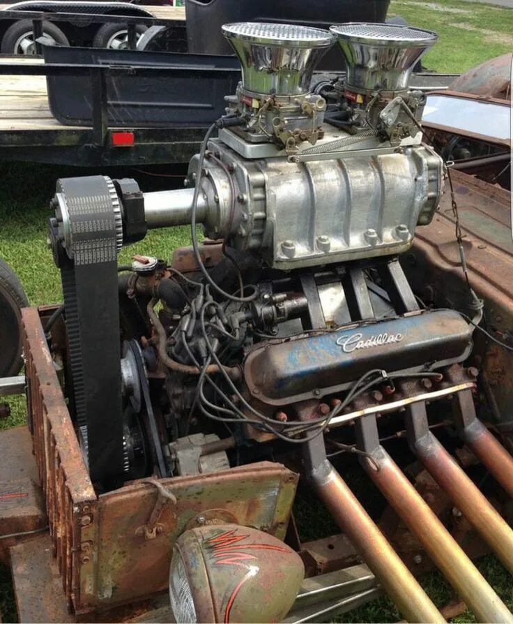 Old engine. Old car engine. truck engine is blown.