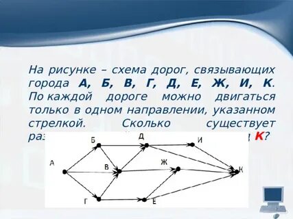 На плане показана схема дорог и приведена