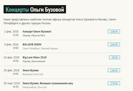 Концерт бузовой расписание