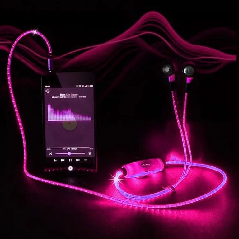 Почему наушники горят красным. Светящиеся наушники Light Earphone. Светящиеся наушники led Glow. Наушники светящиеся красные. Розовые светящиеся наушники.