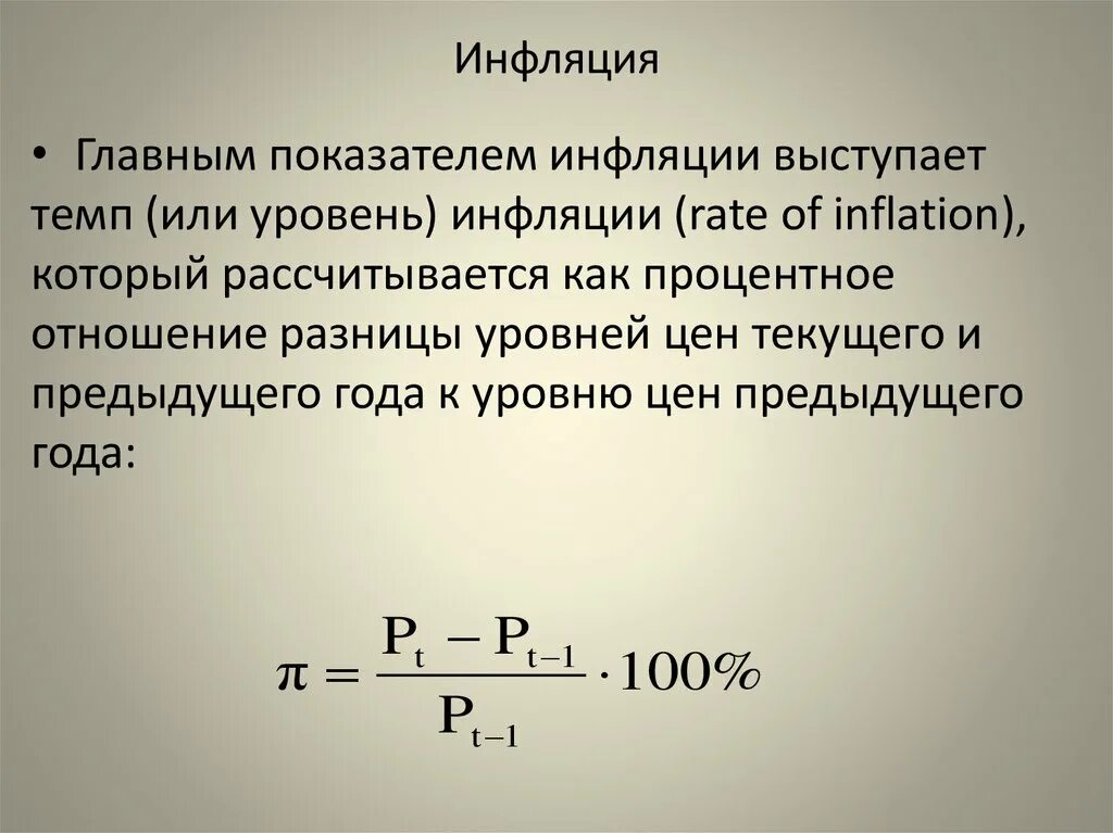 Уровень инфляции. Уровень инфляции