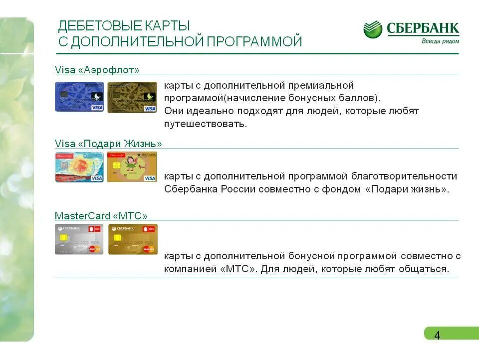 Приложение сбербанк дебетовая. Типы банковских карт Сбербанка. Дебетовые карты Сбербанка презентация. Характеристика дебетовой карты Сбербанка. Виды карт Сбербанка.