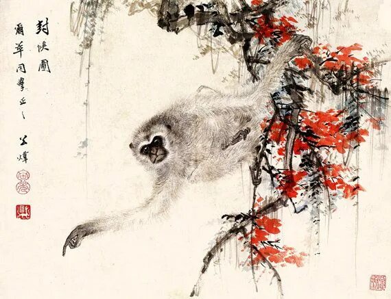 Beautiful Chinese painting Animal portraits Modern art famous artists Wildlife T