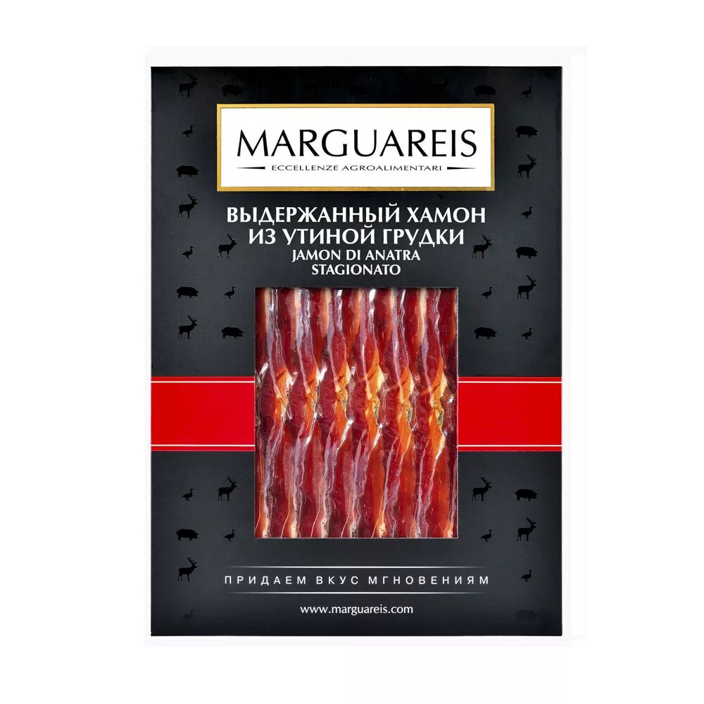 Хамон из утки. Выдержанный хамон из утиной грудки marguareis, 60 г что это. подкопченный хамон из утиной грудки нарезка 60 гр. marguareis. выдержанный хамон из утиной грудки marguareis нарезка 60 гр 125 шт россия. хамон из утиной грудки marguareis.
