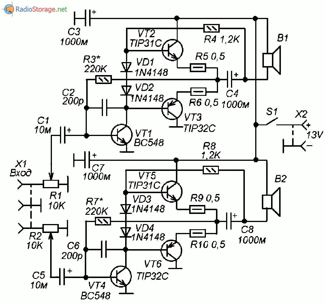 Схема • • усилители низкой частоты (УНЧ. Принципиальная схема усилителя НЧ на транзисторах. Транзисторный усилитель звука 100вт схема. Принципиальная схема усилителя низкой частоты.
