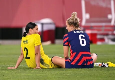 Kristie Mewis and Sam Kerr at the Tokyo Olympics, 2021. 