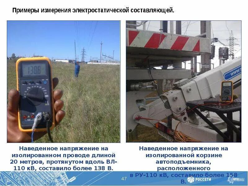Работа при наведенном напряжении на вл