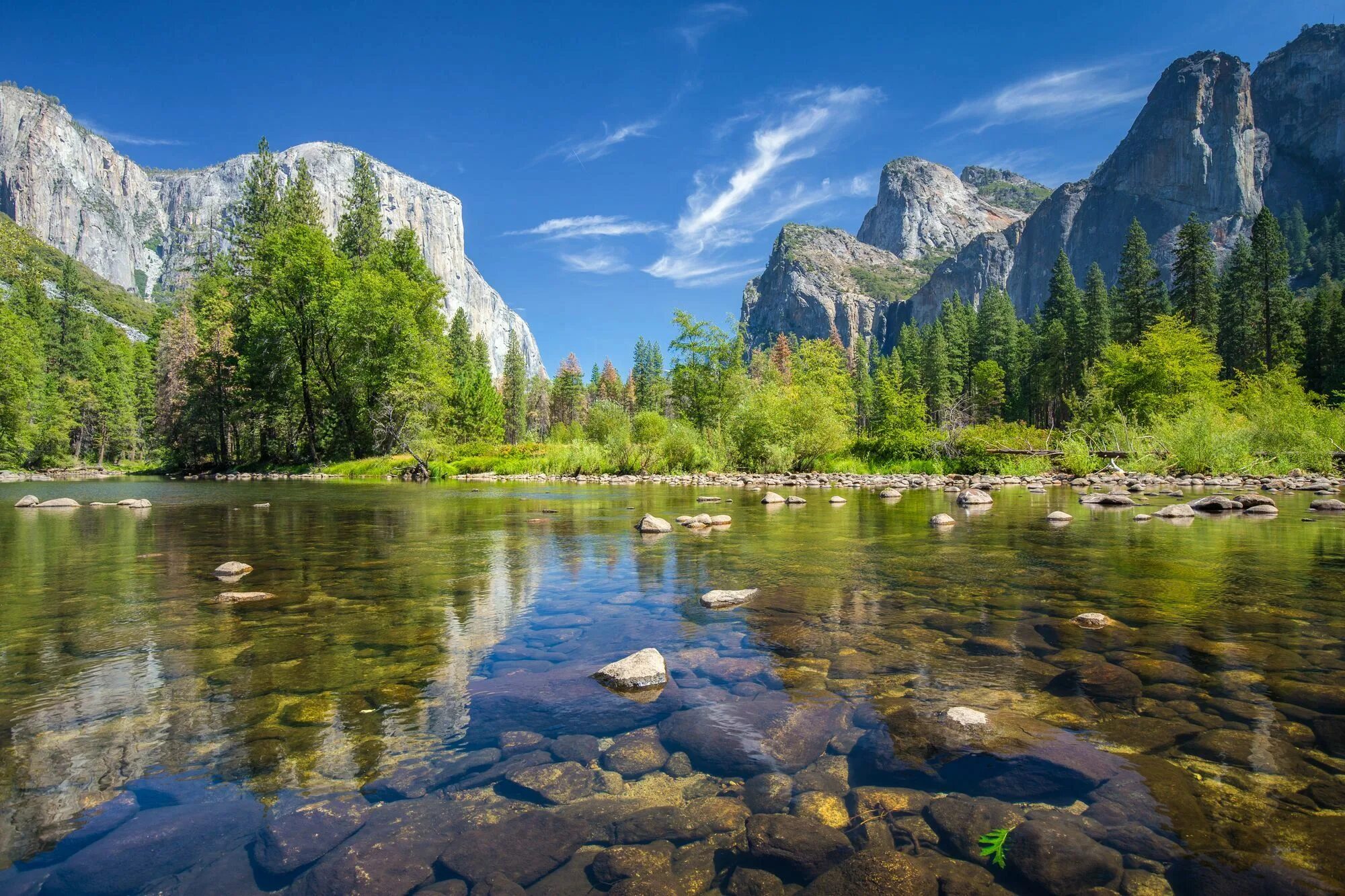 Природа. Долина Йосемити, США. Река Мерсед, Йосемити, США.. Долина Йосемити, США самые красивые места мира |. Река Мерсед, Калифорния.