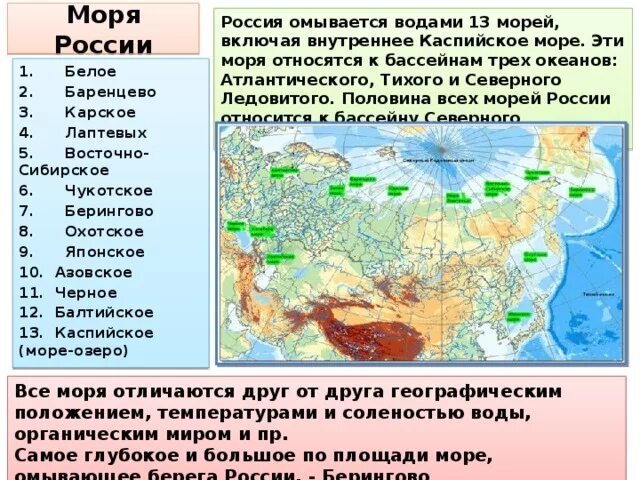Заполни таблицу моря омывающие россию В какой части находится евразия