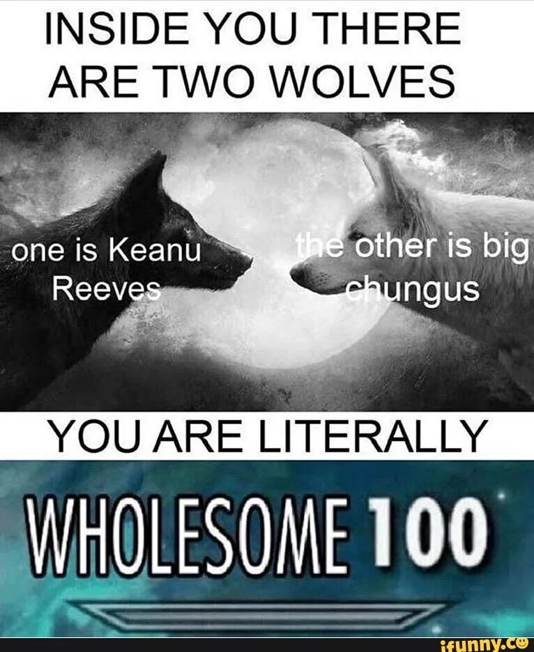 Inside you need. Two wolves inside you. wholesome 100. there are two wolves inside. inside of you are two wolves.