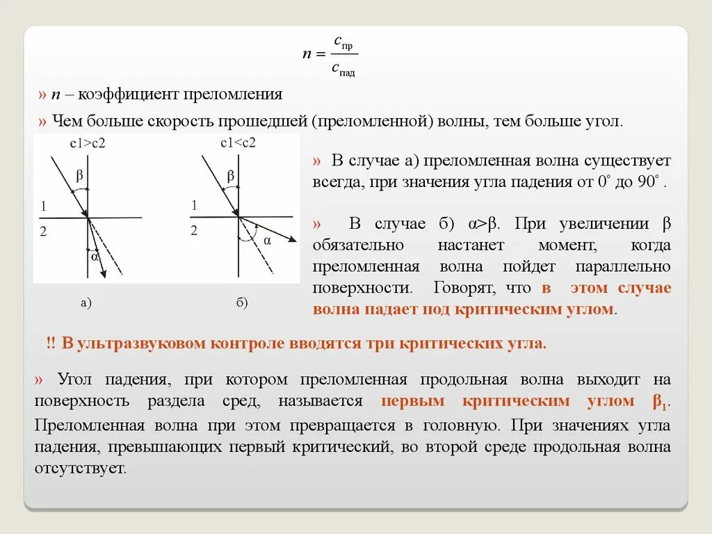 Что называется показателем преломления. Первый критический угол. Зависимость показателя преломления. Показатель преломления угол падения. Критический угол падения волны.