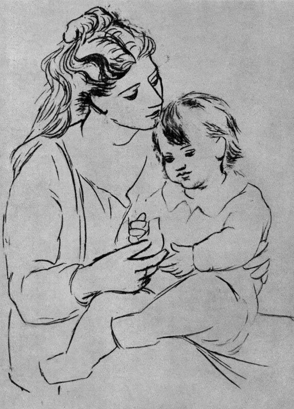 Пикассо рисунки мать и дитя. Мать и дитя Пикассо 1922. Пикассо мать с ребенком. Пабло Пикассо Мадонна с ребенком. Материнство изо