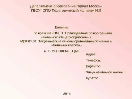 Педагогическая практика пм 01