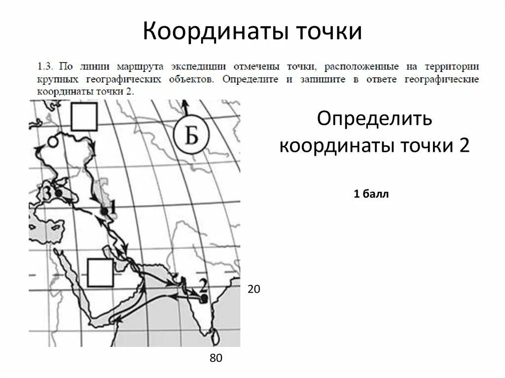 Определите и запишите географические координаты точки 3