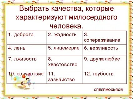 Укажите качества