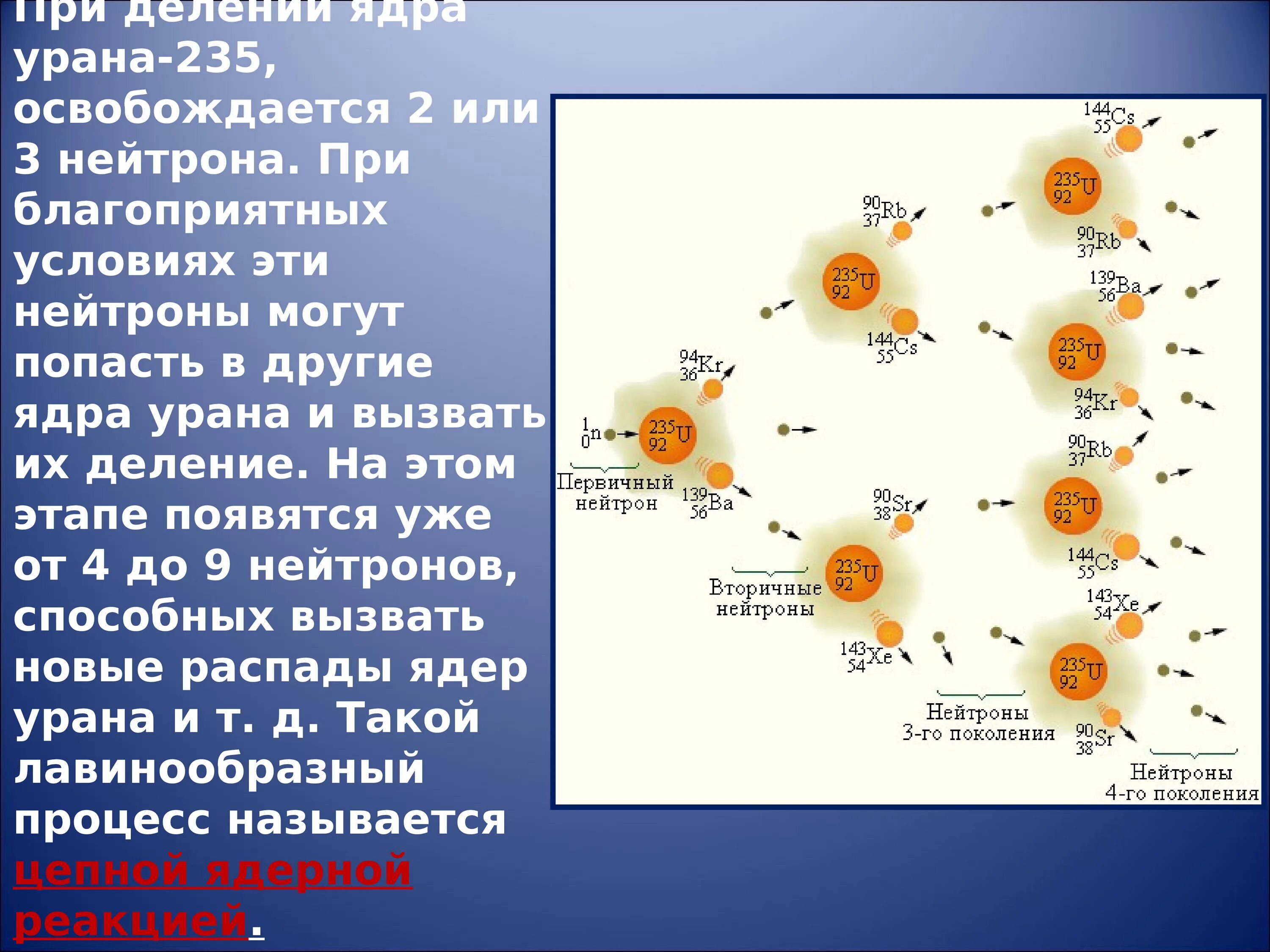 Реакция распада ядер урана. Реакция распада ядер урана
