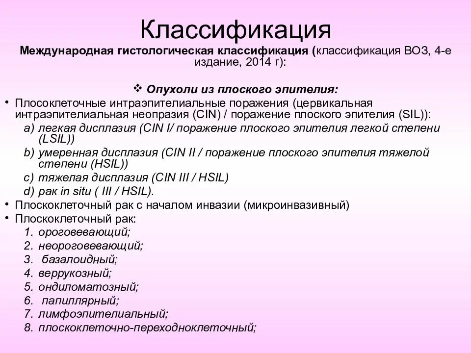 Гистологическая классификация опухолей шейки матки. Международная гистологическая классификация РШМ. Гистологическая классификация воз. Дисплазия шейки матки классификация. Рак шейки мкб 10