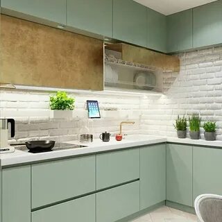 Современная кухня оливковая