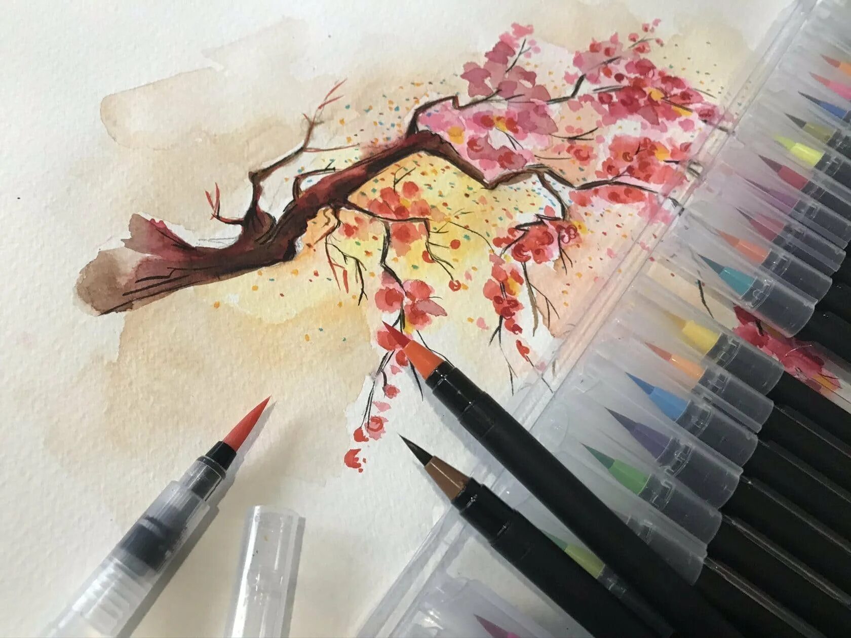 Маркер ручка 12 цветов dual art marker. Акварель фломастеры. Ecoline brush pen. Маркеры эколайн. Принадлежности для рисования.