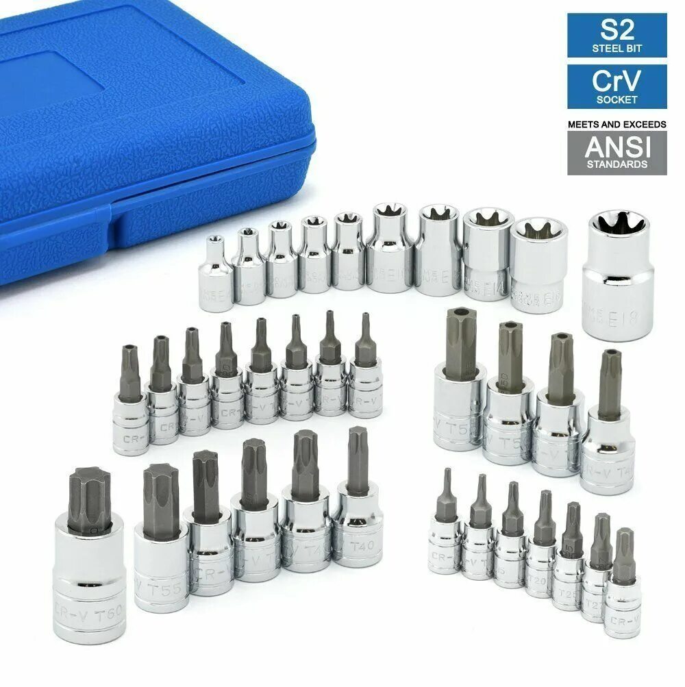 Бит э. Набор бит torx 3/8. набор 12pc e socket set. torx tamper resistant удлиненный набор бит. torx 35 ключ.