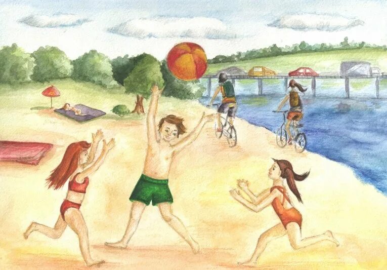 Летние рисунки. Рисунок на летнюю тему. Рисунок на тему лето. Летний рисунок для детей.