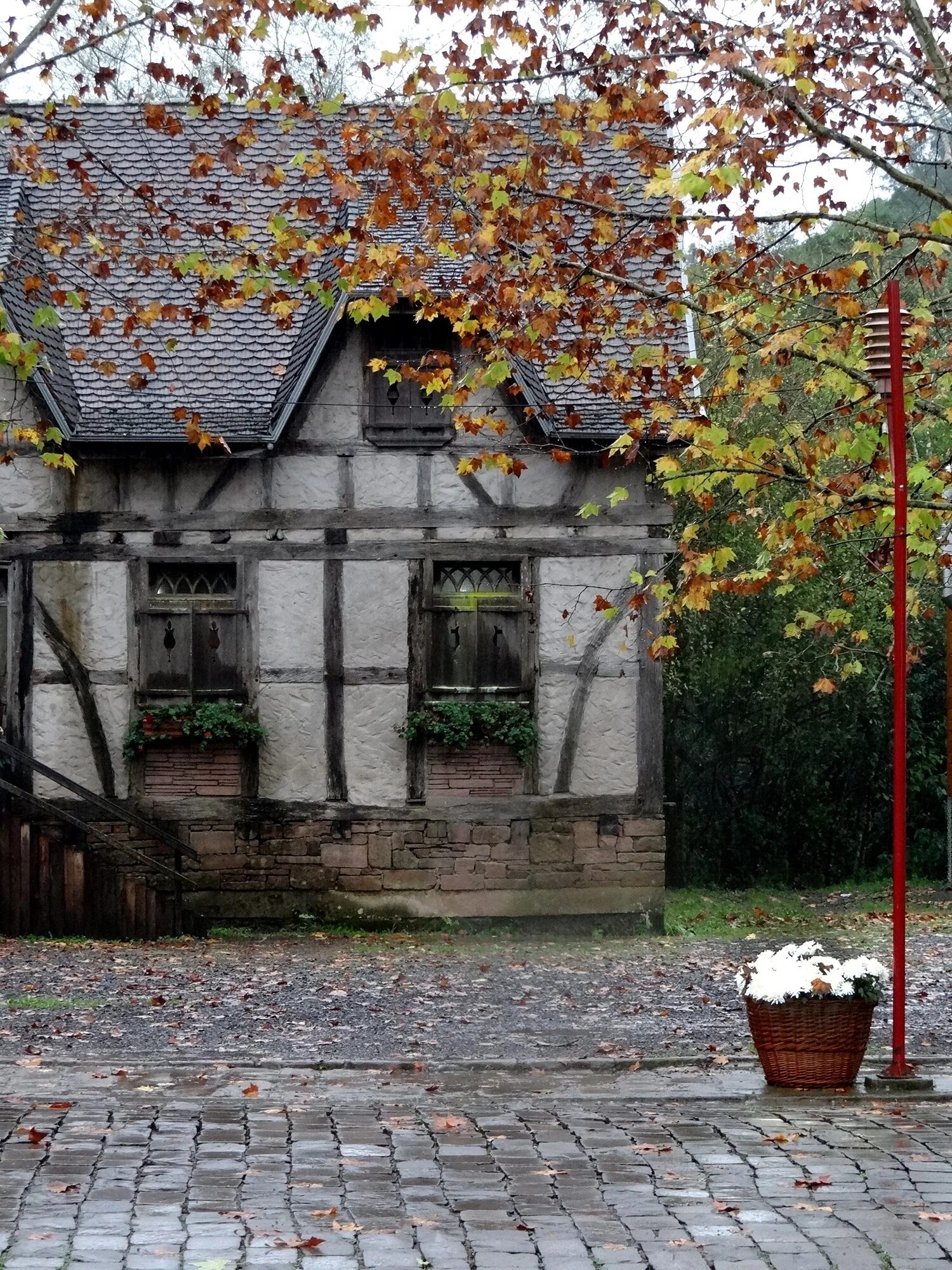 Дом и дождь. Аниме пейзаж. Старый деревенский домик в тумане. Дом в лесу у озера. Дом у озера в тумане.