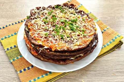 Пирог из печени слоями