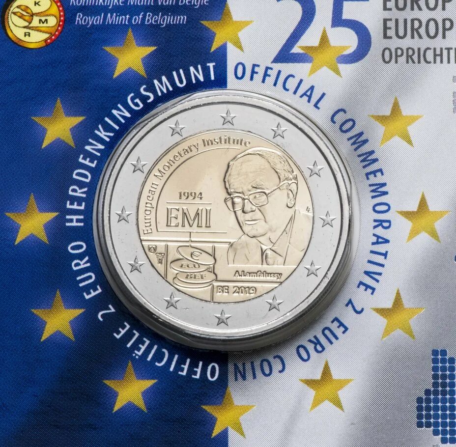 Валютный институт. Европейский валютный институт. Бельгия 2 евро 2019. 25 Лет со дня основания европейского валютного института 2 евро. Основание евро.