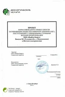 Проект ндс в водный объект