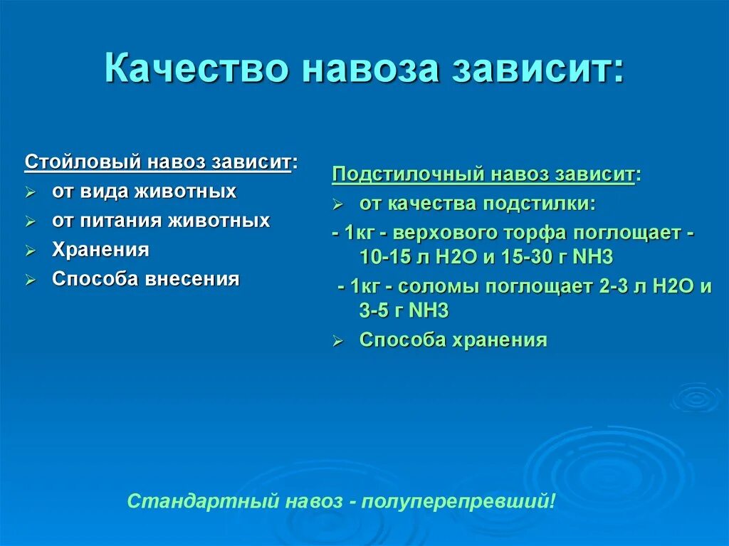 Зависит от качества используемой. От чего зависит качество. Классификация качества навоза. От чего зависит температура навоза.