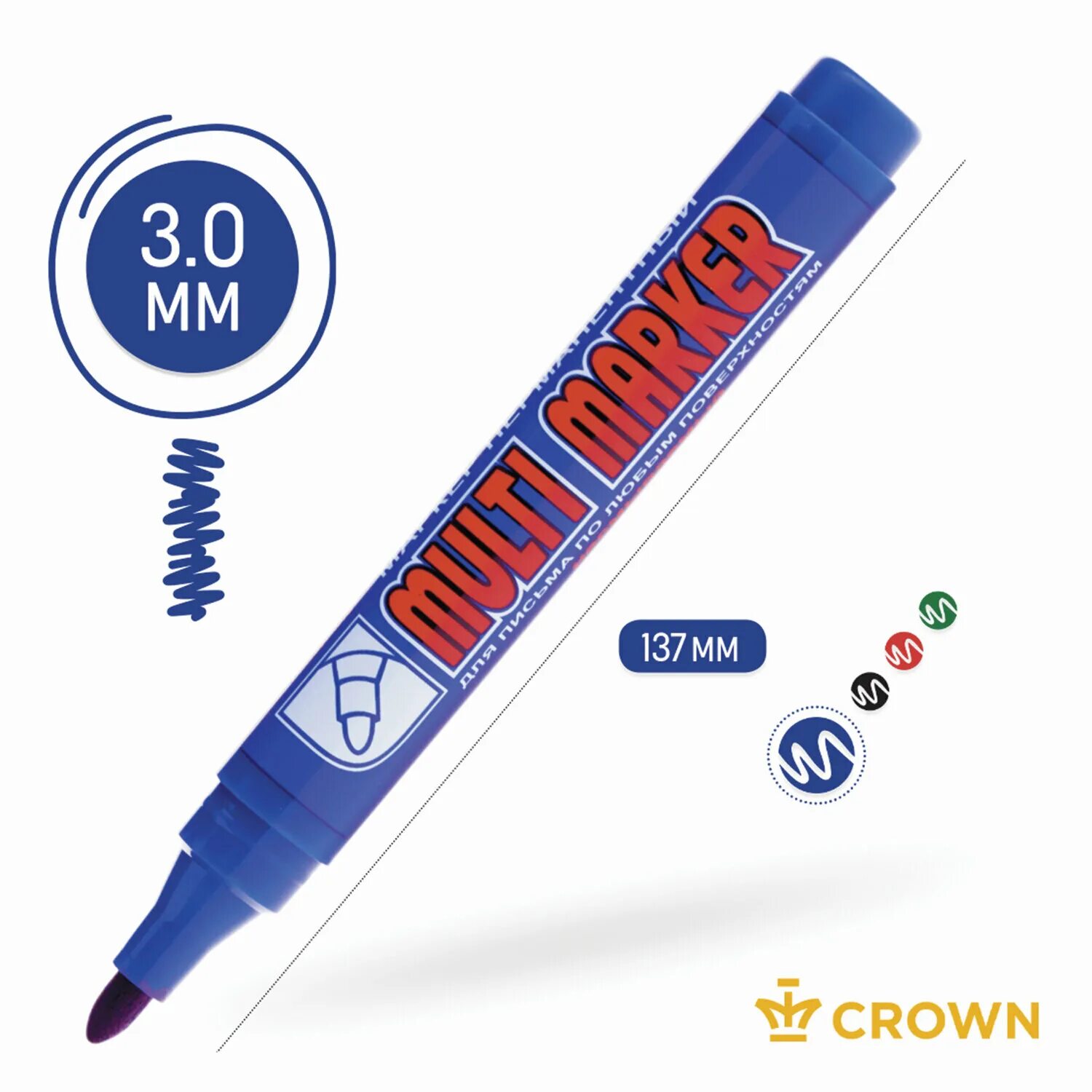 Маркер перманентный Crown "Multi Marker" CPM-800 (синий), пулевидный, 3мм. Маркер Crown Multi CPM-800. Маркер перманентный СРМ-800, синий (3мм). Маркер перманентный Crown Multi Marker CPM 800ч. Маркер дат