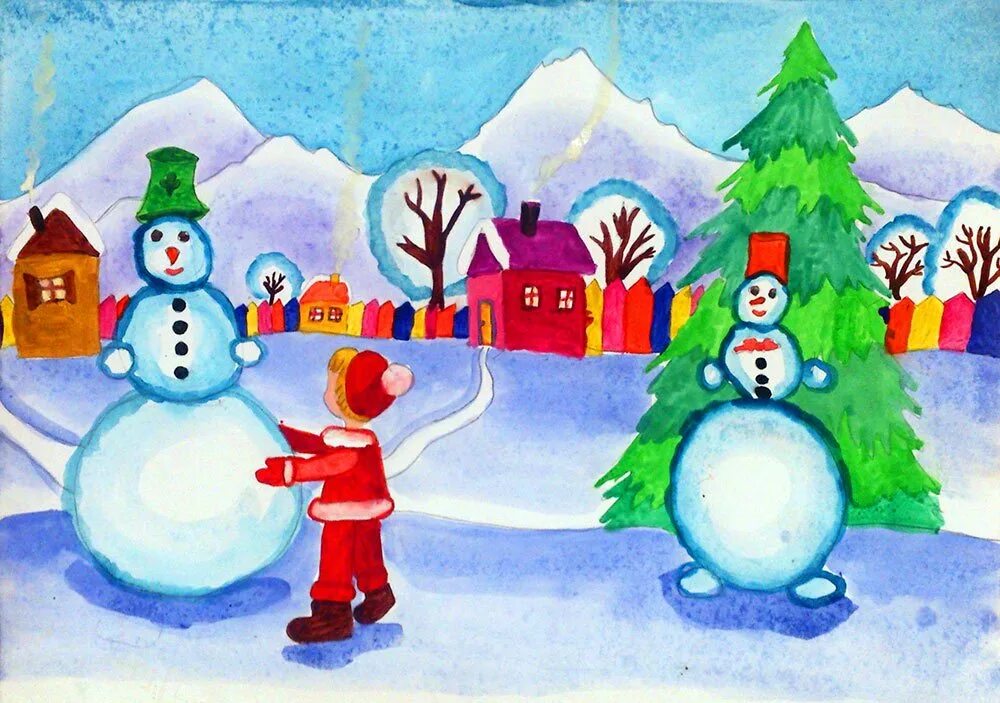 Урок теме новый год. Зима рисунок. Рисунок на тему зима. Детские рисунки на новый год. Зимние рисунки для детей.