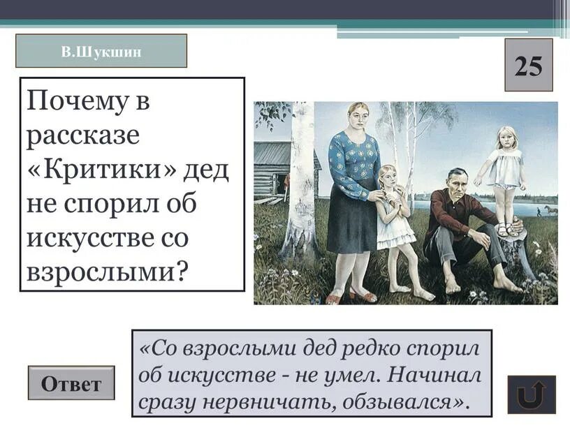 Почему дед не спорил со взрослыми об искусстве. Произведения 20 века 6 класс. Почему дед не спорил об искусстве со взрослыми в рассказе критики. Рассказ критики Шукшина. Тест по рассказу критики