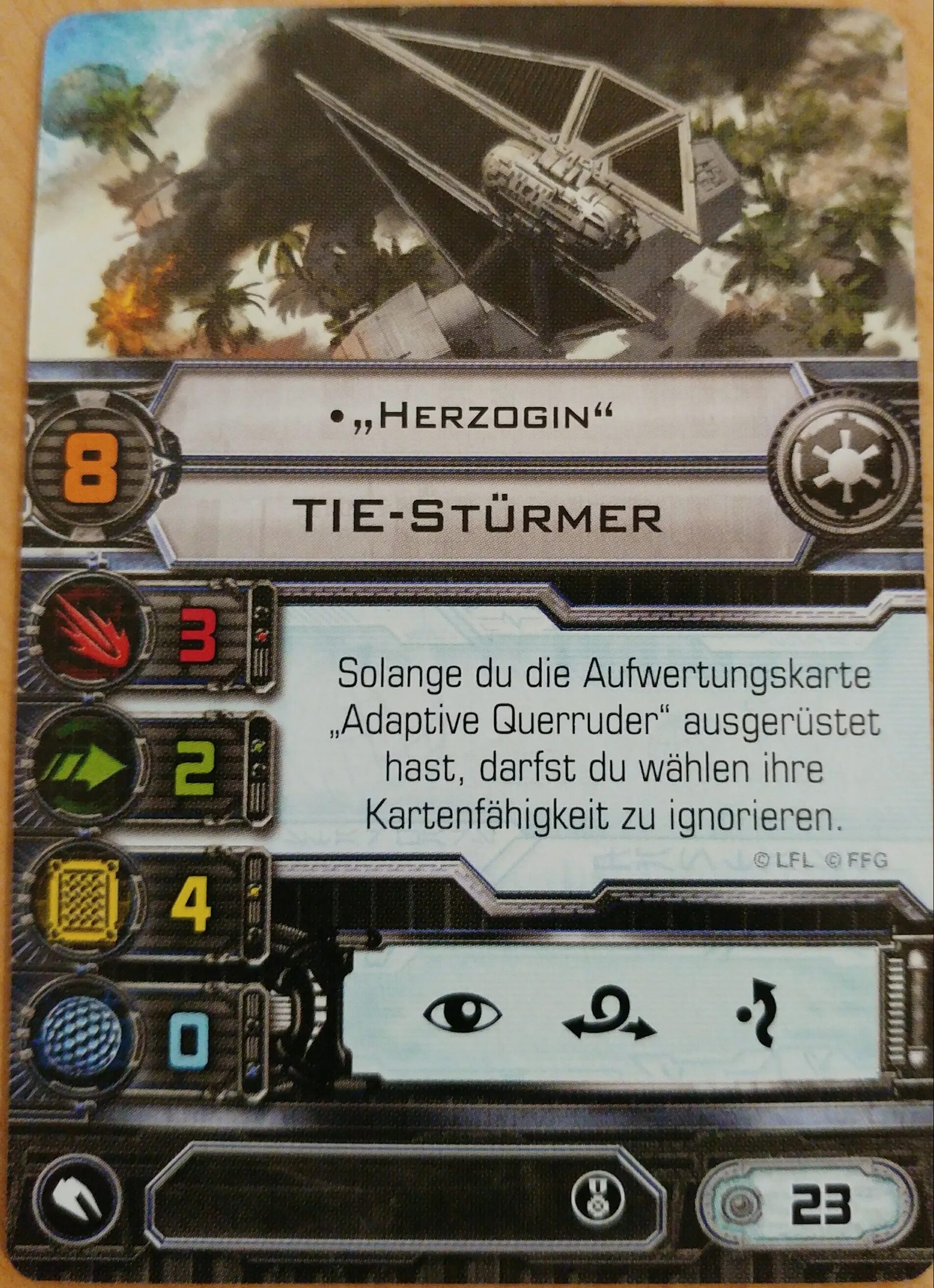 Upgrade card. Condition cards x-wing. tie striker pilot. game gamage upgrade card.