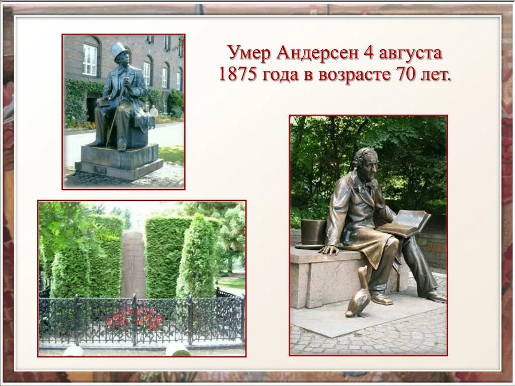 Г х андерсен презентация 4 класс. Ханс Кристиан Андерсен 5 класс. Проект про Ганса Христиана Андерсена.