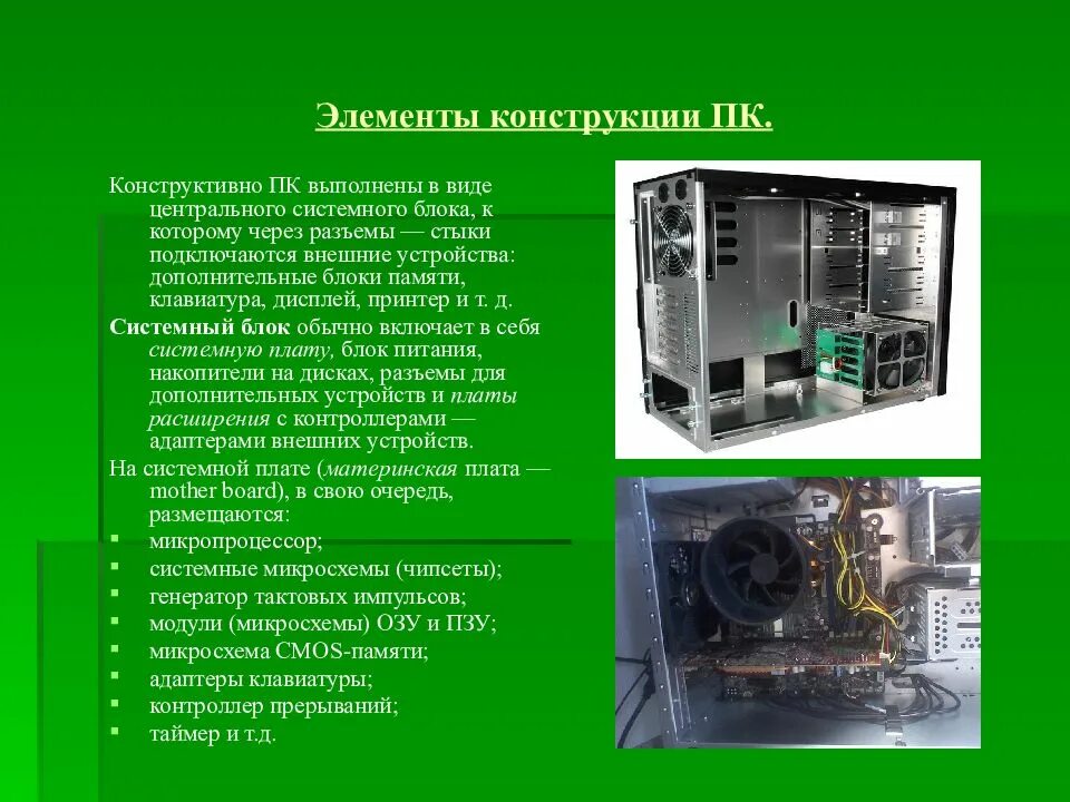 Составляющие пк список