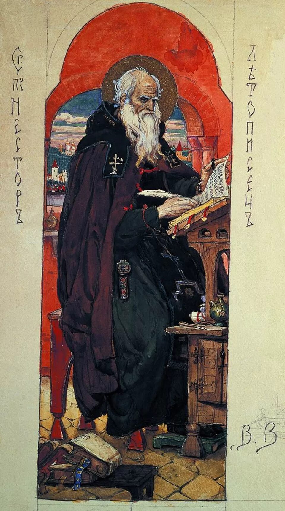 монах нестор летописец. васнецов несторлетписец. нестор летописец иллюстрация. келья иоанна лествичника. келья монаха нестора.