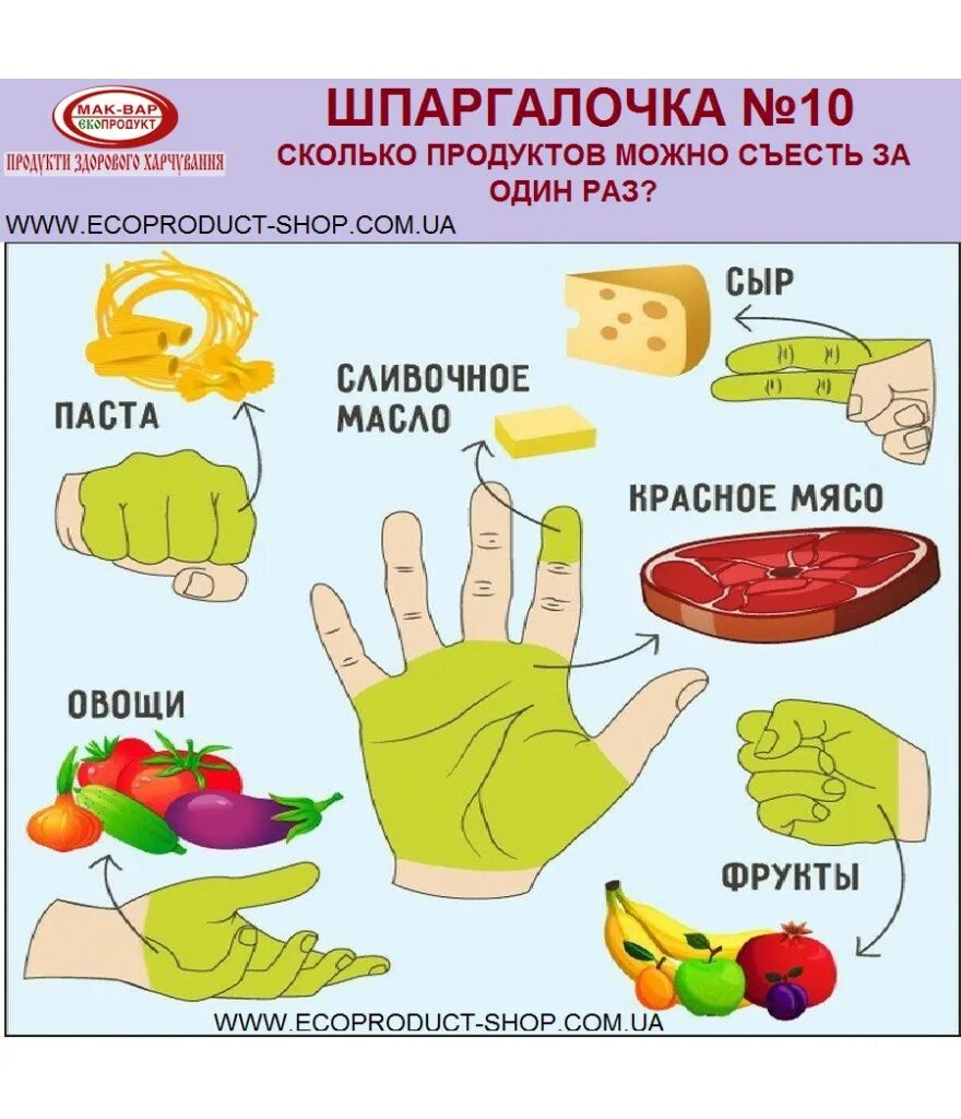 Кг нужно съесть 1. Порции продуктов на ладони. Размеры порций для правильного питания. Размер порции по ладони. Правило ладони в питании.