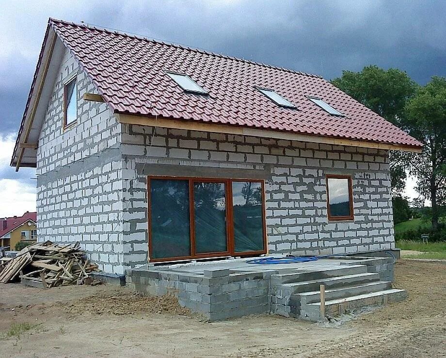 Строим дом 40. Баня из пеноблока 8 на 6. домик из газоблока. пеноблок дом. дачный домик из блоков.
