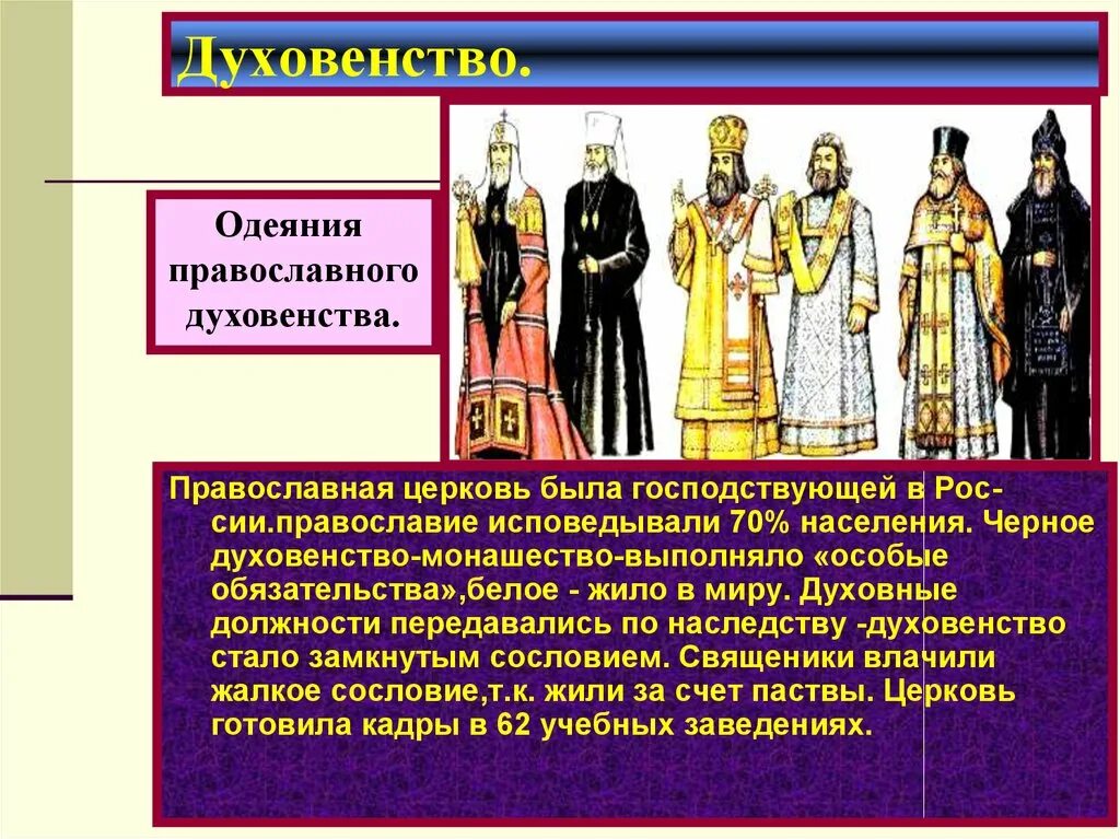 История россии 7 класс духовенство. Духовенство. Духовенство сословие. Второе сословие духовенство. Представители средневекового духовенства.