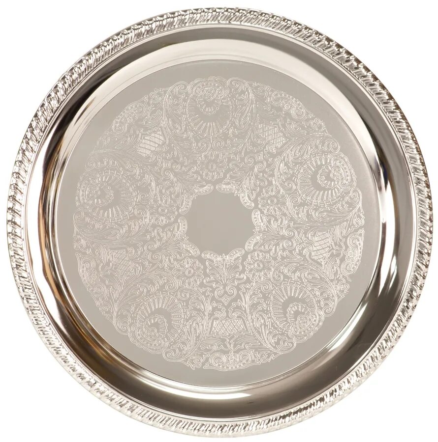 Plate service. Silver plate. silver tray. silver round. royal collection silver plate.