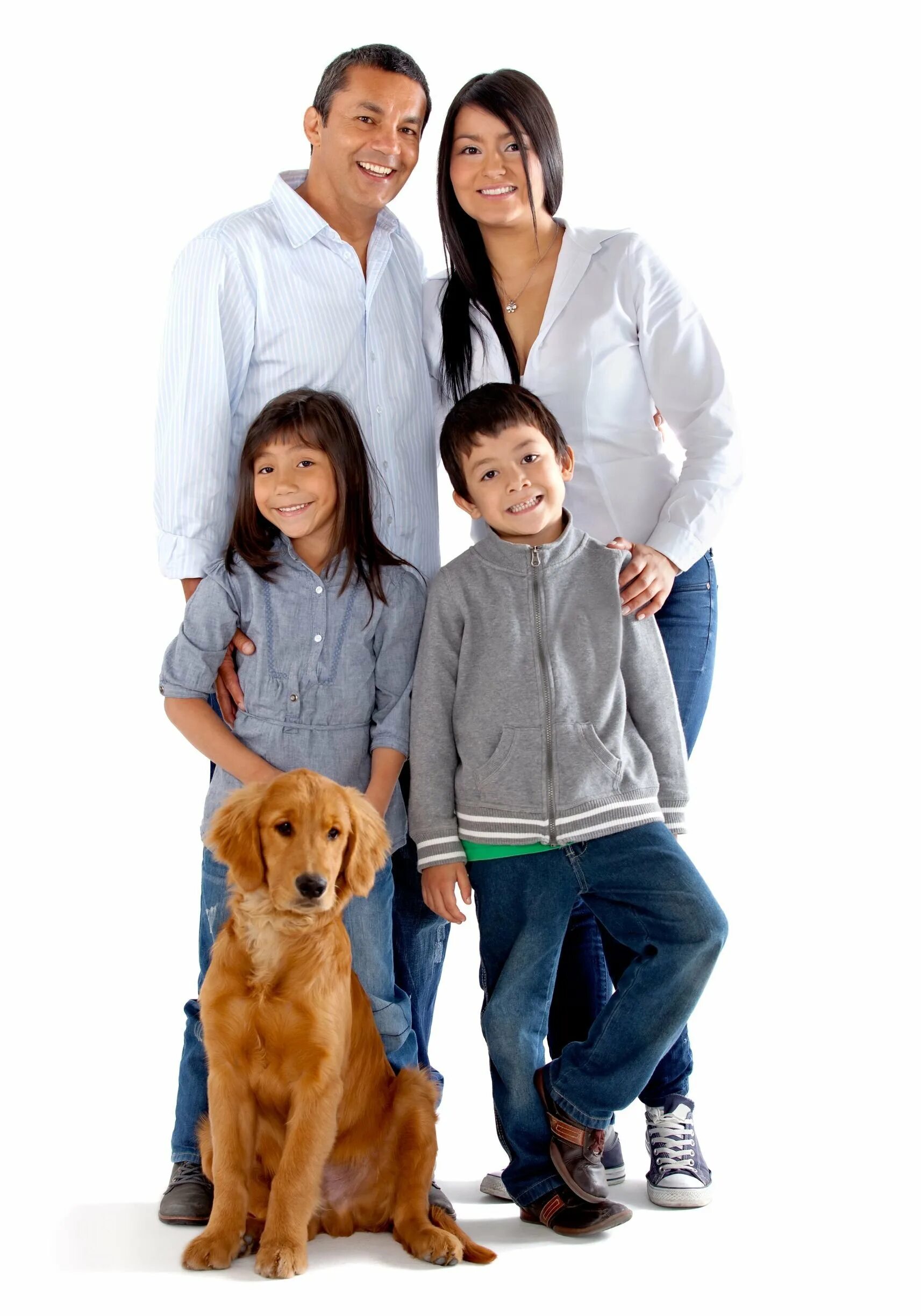 Семья в полный рост. Семья на белом фоне. Счастливая семья. Семейные собаки. Семя.