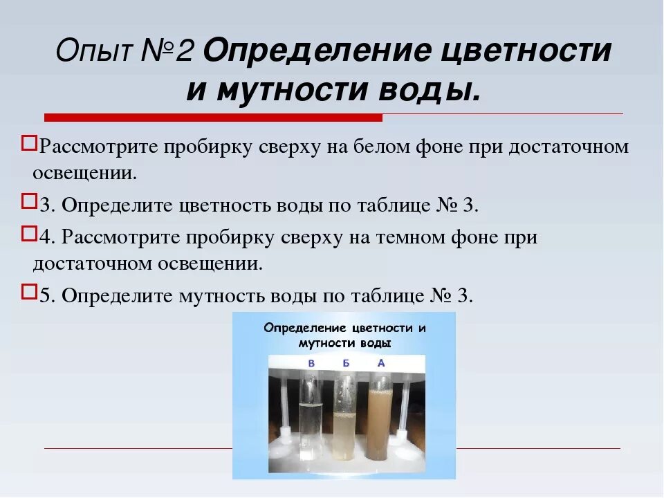 Методы определения мутности воды