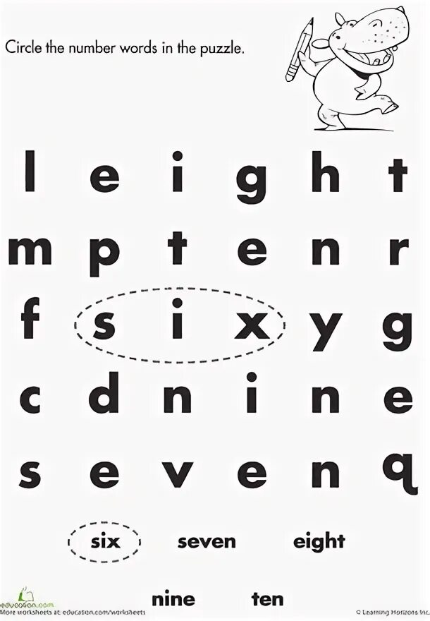 Numbers word search
